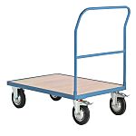 RS PRO Flatbed Wood Platform Trolley, 1000 x 700 x 880mm, 500kg Load