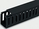 RS PRO Black Slotted Panel Trunking - Closed Slot, W25 mm x D30mm, L2m, PVC