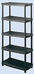 RS PRO Black 5 Shelf PP Shelving System, 1887mm x 930mm, 453mm, 70kg Load
