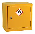 RS PRO Yellow Steel Lockable 1 Door Flammable Cabinet, 457mm x 457mm x 305mm