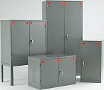 RS PRO Grey Steel Lockable 2 Door Hazardous Substance Cabinet, 915mm x 915mm x 457mm