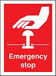 RS PRO Vinyl Red Safe Conditions Label, Emergency Stop, English