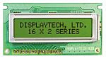 Displaytech 162B-BC-BC Alphanumeric LCD Display, Yellow on Green, 2 Rows by 16 Characters, Transflective