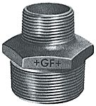 Georg Fischer Black Malleable Iron Fitting Reducer Hexagon Nipple, Male BSPT 1in to Male BSPT 3/4in
