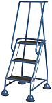 RS PRO 3 Tread Steel Steps 0.77m Platform Height, Blue