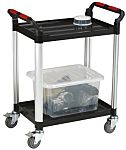 RS PRO 2 Shelf Aluminium Trolley Trolley, 630 x 424mm, 100kg Load