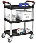 RS PRO 3 Shelf Aluminium Trolley Trolley, 630 x 424mm, 150kg Load