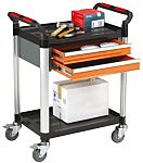 RS PRO 2 Shelf Aluminium Trolley, 630 x 424mm, 100kg Load