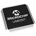 Microchip USB2507-ADT, USB Controller, 3-Channel, 480Mbps, USB 2.0, 80-Pin TQFP