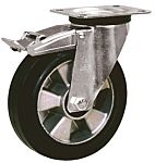 LAG 旋转脚轮, 车轮直径 160mm, 300kg负载制动，旋转196mm是50mm, 橡胶轮胎重型135 x 110mm10mm4, 压铸铝轮毂105 x 80mm滚动轴承