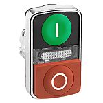 Schneider Electric Harmony XB4 Series Green, Red Illuminated Spring Return Push Button Head, 22mm Cutout, IP66, IP69K