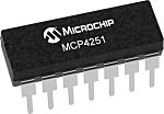MCP4251-104E/P, Digital Potentiometer 100kΩ 257-Position Linear 2-Channel Serial-SPI 14 Pin, PDIP