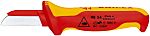 Knipex Cable Knife insulating multi-component handle, VDE/1000V, 190 mm Overall, 50 mm Blade, Bimaterial Handle