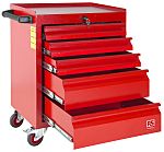RS PRO 5 drawer Steel Wheeled Tool Chest, 830mm x 630mm x 450mm