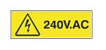 RS PRO Black/Yellow Vinyl Safety Labels, 240V AC-Text 20 mm x 60mm
