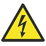 Tehlike Uyarı Etiketi, 25 x 25mm Vinil, Elektrik Tehlikesi