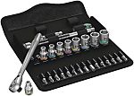 Wera 28-Piece Metric 1/4 in Standard Socket/Bit Set with Ratchet, 6 point; Hex Bit; Phillips Bit; Pozidriv Bit; Torx Bit