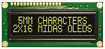 Midas Yellow Passive matrix OLED Display COB Parallel Interface
