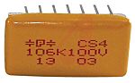 Cornell-Dubilier Multilayer Organic Capacitor MLOC Polymer 10μF 100V dc ±10%, Gull Wing, Radial, Through Hole