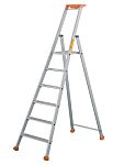 TUBESCA Anodized Aluminium 6 steps Step Ladder, 1.32m platform height, 1.97m open length