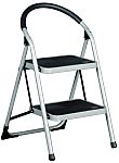 RS PRO 2 Tread Steel Steps 0.49m Platform Height, Silver Grey