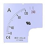Měřicí stupnice, Měřicí stupnice 200 A, pro použití s: Analogový panelový ampérmetr 96 x 96