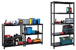 RS PRO Black 5 Shelf Shelving Unit, 1840mm x 900mm, 400mm, 50kg Load
