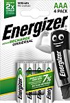 Pila AAA recargable NiMH Energizer, 1.2V, 500mAh, terminal plano