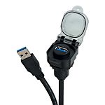 RS PRO Straight, Front Mount, Socket, Plug Type USB A USB 3.0 IP20, IP65, IP67, IP68, IP69 USB Connector