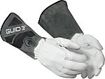 GUIDE GLOVES GUIDE 1270 Grey, White Leather Welding  Gloves, Size 7