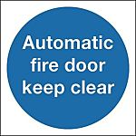 Polyester Fire Safety Sign, Automatic Fire Door Keep Clear With English Text Self-Adhesive