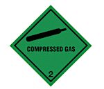 Señal con pictograma: Gas comprimido, texto en Inglés x 100 mm