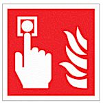 Señal de protección contra incendios autoadhesiva con pictograma: Alarma de incendio x 100 mm