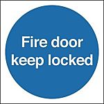 Polyester Fire Safety Sign, Fire Door Keep Locked With English Text Self-Adhesive