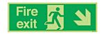 Polyester Fire Exit Down Right, Fire Exit, English, Exit Sign