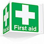 RS PRO Polyester Green/White First Aid Sign, H200 mm W400mm