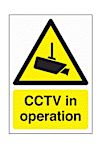 RS PRO Black/Yellow Polyester CCTV Sign, CCTV in Operation, English, Ideal to Warning the Public that CCTV is being