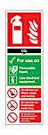 Polyester Fire Safety Sign, Extinguisher For Use On With English Text Self-Adhesive