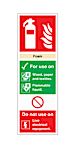 Polyester Fire Safety Sign, Foam Extinguisher For Use On With English Text Self-Adhesive