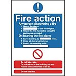 Polyester Fire Safety Sign, Fire Action Notice With English Text Self-Adhesive