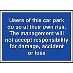 RS PRO Polyester Sign Park At Own Risk Sign With English Text