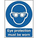 RS PRO Polyester Mandatory Eye Protection Sign With English Text