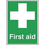 RS PRO Polyester Green/White First Aid Sign, H297 mm W210mm