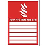 Polyester Fire Safety Sign, Your Fire Marshals Are With English Text Self-Adhesive