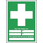 RS PRO Polyester Green/White First Aid Sign, H297 mm W297mm