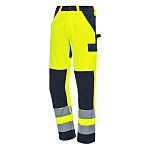 NITRAS SAFETY 7571 Yellow/Navy Breathable Hi Vis Work Trousers, 70 → 80cm Waist Size