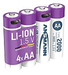 Pilas AA recargables de Ión-Litio Ansmann Ansmann Li-Ion, 1.5V, 2Ah, 4 unidades