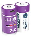 Ansmann Li-Ion Ansmann Lithium-Ion Rechargeable C Batteries, 2.5Ah