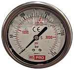 RS PRO BSP 1/4 Analogue Pressure Gauge 250bar Bottom Entry 63mm Outside Diameter