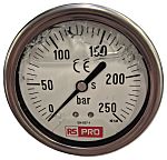 RS PRO BSP 1/4 Analogue Pressure Gauge 250bar Bottom Entry 63mm Outside Diameter